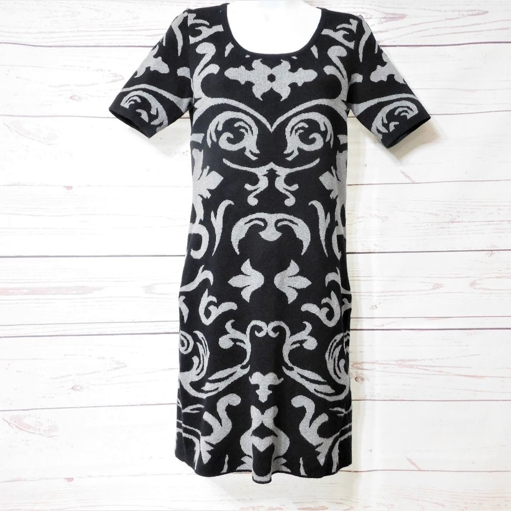 Pink Rose Women's Body Fit Knit Dress, Black/Gray